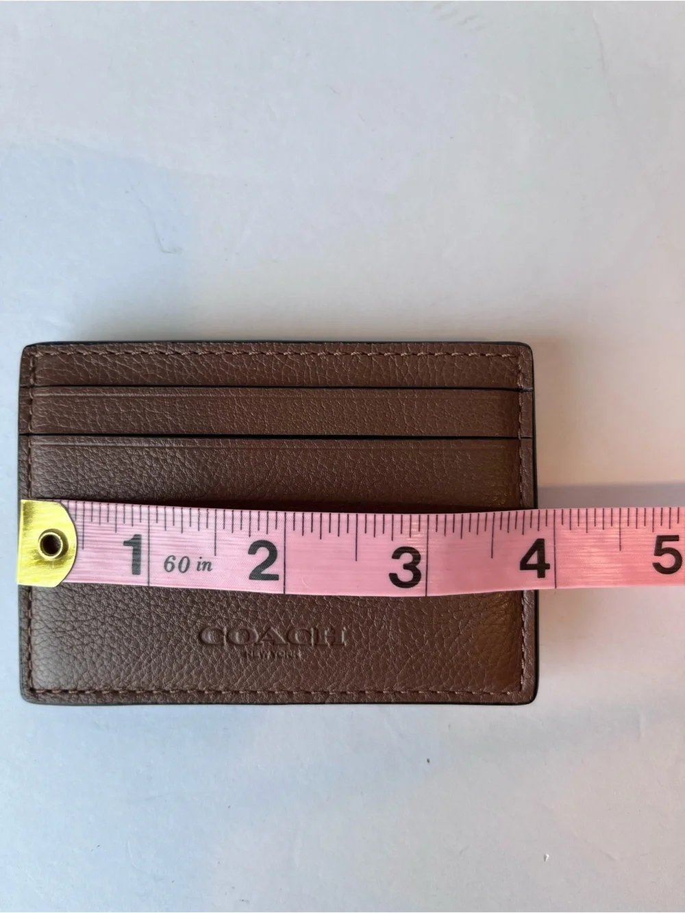 Coach Card Case ID Holder With Money Clip Brown Leather